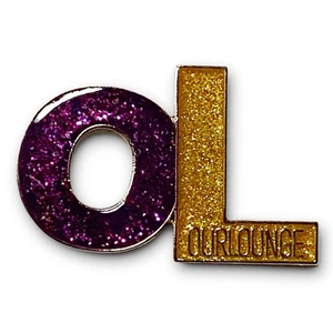 Spilla McDonald's OL Our Lounge viola e oro glitter grande spilla da bavero - Foto 1 di 3