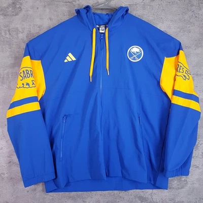 ADIDAS NHL Buffalo Sabres Hockey Zip Up Hoodie Mens 2XL Blue Yellow IP5943 - Image 1 of 4