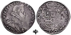 MILANO Denaro da 100 soldi 1605 MOLTO RARO Filippo III di Spagna ARGENTO - Foto 1 di 4