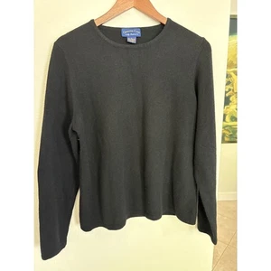Charter Club 2-Ply Cashmere Sweater Womens Long Sleeve Black Crew Neck L - Picture 1 of 2