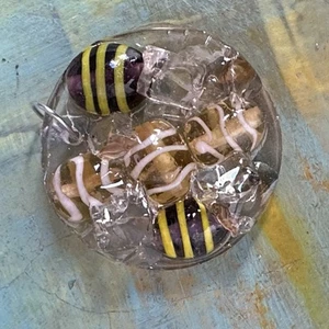 Statement Pendant Handmade Glass Beads Set In Resin Unique 2’ Artsy OOAK 0730 Y - Picture 1 of 6