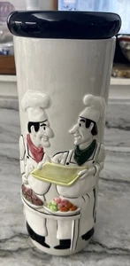 Ceramic Pasta Spaghetti Canister Italian Chef Design  12" x 6" RARE And Vintage - Picture 1 of 8