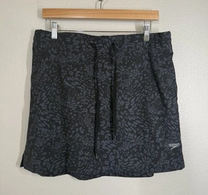 Speedo Women's UPF50+ Water Resistant Swim Skirt Skort Size L Black Gray Leopard - Picture 1 of 11