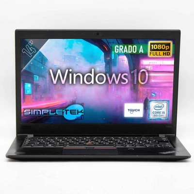 LENOVO T480s i5 NOTEBOOK TOUCH SCREEN WINDOWS 10 14" FHD 8GB 120GB PC PORTATILE - Immagine 1 di 4