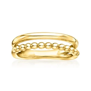 Ross-Simons Italian 18kt Gold Over Sterling 2-Row Beaded Ring - Picture 1 of 4