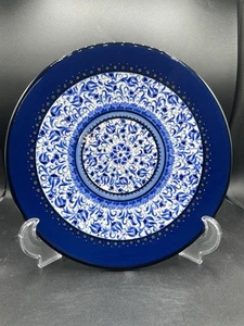 Studio Pottery Atelier Turkish Ceramic Floral Wall Hanging Plate Cobalt Blue - Picture 1 of 9