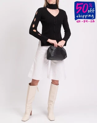 RRP €1001 ALEXANDER McQUEEN Jumper Size S Wool Blend Cut Out Made in Italy - Image 1 of 4