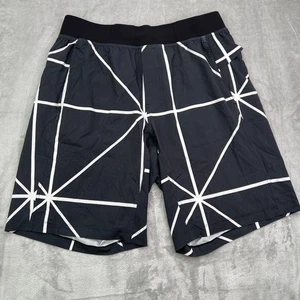 Lululemon Athletic Shorts Mens Large Black Geometric Unlined 11” Inseam Crossfit - Picture 1 of 11
