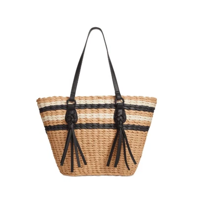 Bolso de Mano Style & Co Tejido de Paja - Natural/Negro - Nuevo con Etiquetas - Precio de venta sugerido por el fabricante $99 Foto 1 de 4