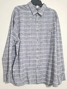 Camisa de hombre Rowm abotonada a cuadros gris azul manga larga talla 2XB - Imagen 1 de 8