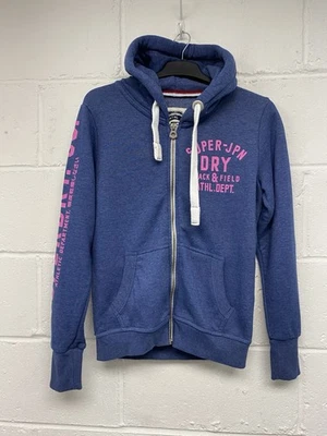 Superdry Sudadera con Capucha Azul Con Logo Rosa Track & Field Cremallera Talla M PK Foto 1 de 4