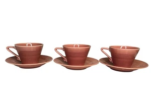 Vintage Homer Laughlin Harlequin Rose Fiesta TeaCup and Saucer set of 3 Pink - Picture 1 of 19