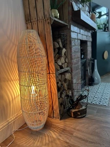 Wicker Home floor lamp 91cm Natural Vibrant Shade - Picture 1 of 9