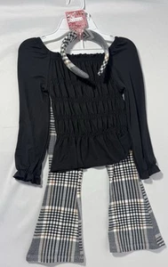 Btween 3 Piece Set Ruffle Top Shirt Stretch Flare Pants Headband Girls Sz 4 NEW - Picture 1 of 10