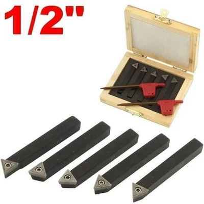 5pieces 1/2 Inch Lathe Indexable Carbide Insert + Turning Tooling Bit Holder Set - Image 1 of 4