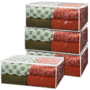 Blanket Storage Bags - 90 L, Pack Of 4, Zippered Large Clear Plastic Storage ... - Picture 1 of 1