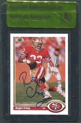 ROGER CRAIG SIGNED 1991 UD UPPER DECK CARD #143 SF 49ERS AUTO BECKETT BAS 1 - Image 1 of 2