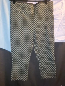 Crossroads 3/4 Length Pull-Up Black & White Stretch Pants \Leggins - Picture 1 of 8