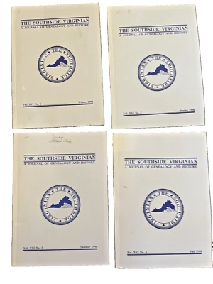 4 Books Southside Virginian Genealogy & Family History 1998 Virginia VA Vol XVI - Image 1 of 4