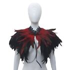 Unisex Lace Collar Handmade Feather Shawl Festival Feathers Cape Natural