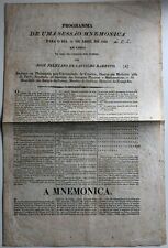 1836 JOSE F. DE CASTILHIO BARRETO - MNEMONICS PROGRAM, LISBON, PORTUGAL,