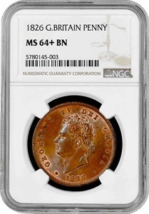 Great Britain 1 penny 1826, NGC MS64+ BN, "King George IV (1820 - 1830)" - Picture 1 of 2