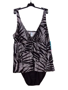 NWT Tropical Escape designer one piece swimsuit triple tier faux size 22W - Picture 1 of 2