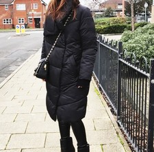 zara puffer coat with wrap collar