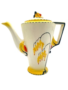 RAR Art Deco Burleigh Ware England Windglocken Typ Muster Kaffeekanne & Deckel - Bild 1 von 5