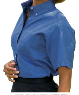 Women Shirt Edwards oxford short sleeve Royal Blue small xl 3x 4x TALL New 5027 - Image 1 of 4