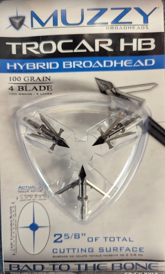 @NUEVO@ 2021 3pk. Muzzy Trocar HB Hybrid 100 Granos 4 Hojas Cabeza Ancha! 297 Foto 1 de 1