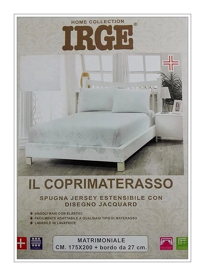 Coprimaterasso IRGE spugna jersey estensibile con disegno jacquard