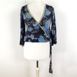 Next Kimono Strickjacke blau Blumen Größe 12 Leinen Baumwolle Boho leicht - Bild 1 von 7