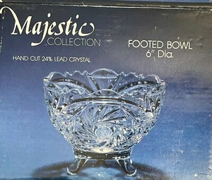"Cuenco de 6"" de cristal de plomo 24 % cortado a mano de colección Majestic Collection, estrella de David" - Imagen 1 de 4