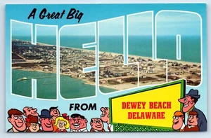 Large Letter Hello from Dewy Beach Delaware DE Aerial View Postcard - Picture 1 of 2