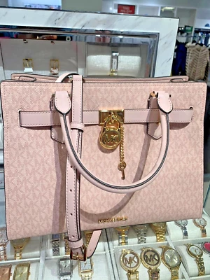 Michael Kors Hamilton Medium Crossbody Satchel Purse Bag Pink Handbag Messenger - Изображение 1 из 4