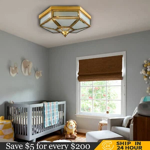 18'' Retro Tiffany Style Ceiling Light Flush Mount Glass Lamp Chandelier Fixture - Picture 1 of 9