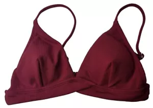 Women's Cupshe Bikini Top Dark Red Padded/Wireless/ Size S New With Tags - Picture 1 of 6