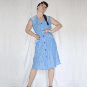 Delantal de bata DEDERON brillante húmedo* M (40) m82 * RDA VEB vestido retro vintage - Imagen 1 de 5