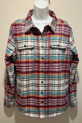 Jaqueta LLBean Feminina MÉDIA Xadrez Camisa Flanela Forrada Primaloft Xadrez Shacket - Imagem 1 de 4