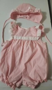 Conjunto Mameluco Vintage Carter's Bebé 2 Piezas Verano Talla 6M Rosa Gorro - Imagen 1 de 11
