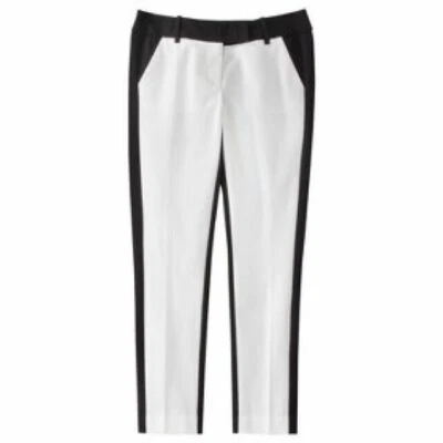 Pure Energy Pants Plus Size 24W White Black Trim Tuxedo Cropped Length - Image 1 of 4
