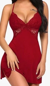 Avidlove Lingerie Women Plus Size XXL / 2X Babydoll Short Gown Burgundy Red - Picture 1 of 11