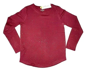 CAT & JACK LONG SLEEVE GLITTER T-SHIRT BURGUNDY CREW NECK SIZE LARGE (10-12) - Picture 1 of 7