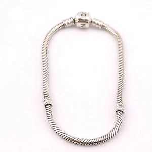 Bracciale Pandora ALE Argento Sterling 925 Europeo 3mm Serpente 7,5' In Chiusura a Botte - Foto 1 di 12