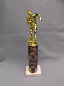 FOOTBALL theme trophy award purple marble base - Picture 1 of 1