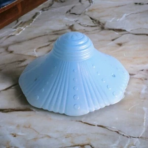 Vintage Art Deco Glass Ceiling Light Lamp Shade Bubbles and Fan Robins Egg Blue - Picture 1 of 9