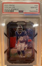 2022 PANINI PRIZM VON MILLER WHITE SPARKLE PRIZM SSP BUFFALO BILLS NFL PSA 10