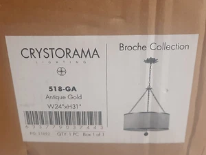 Crystorama 518-GA Broche 6 Light 24" Antique Gold Chandelier Ceiling Light *NEW* - Picture 1 of 11