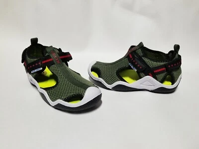 Sandalias Geox Wader para niños con correa de agarre de malla enjaulada verde oliva/negro EE. UU. 10,5 Foto 1 de 4